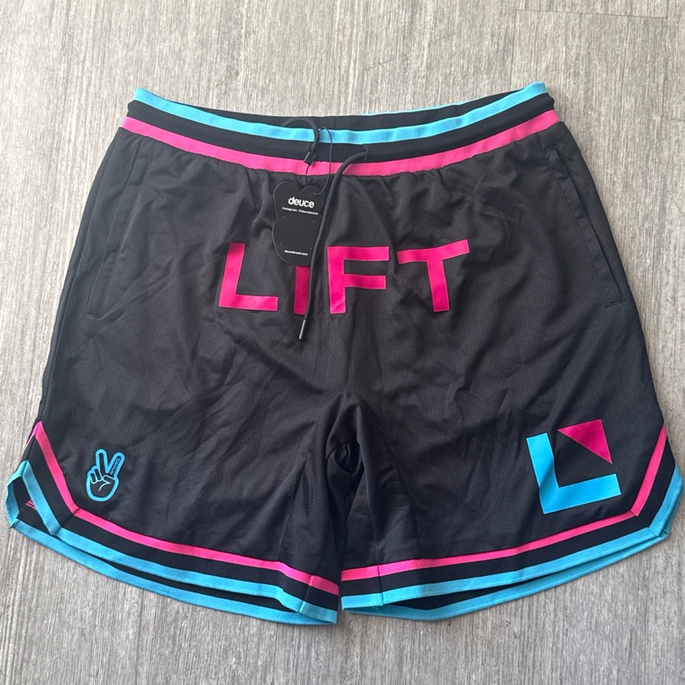Deuce Miami Vice Limited Edition Basketball Shorts Black Pink Blue Men’s XL Mesh
